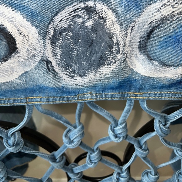 Triple Moon Hand Painted Denim Jacket XL NWT - Picture 2 of 10